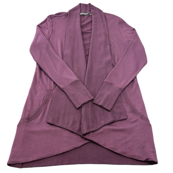 Athleta Sweaters - Athleta Plum Pranayama Wrap Cardigan Size MT
Nirvana Pockets Thumb Holes